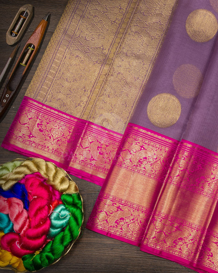 Pastel Lavender Organza Kanjivaram Silk Saree-SP503