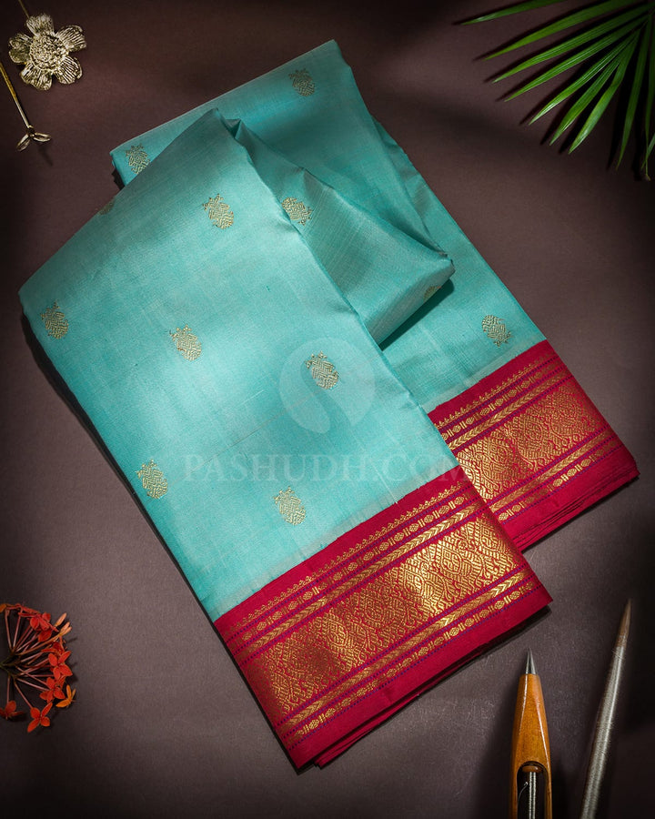 Sky Blue Pure Zari Traditional Kanjivaram Silk Saree-SP499