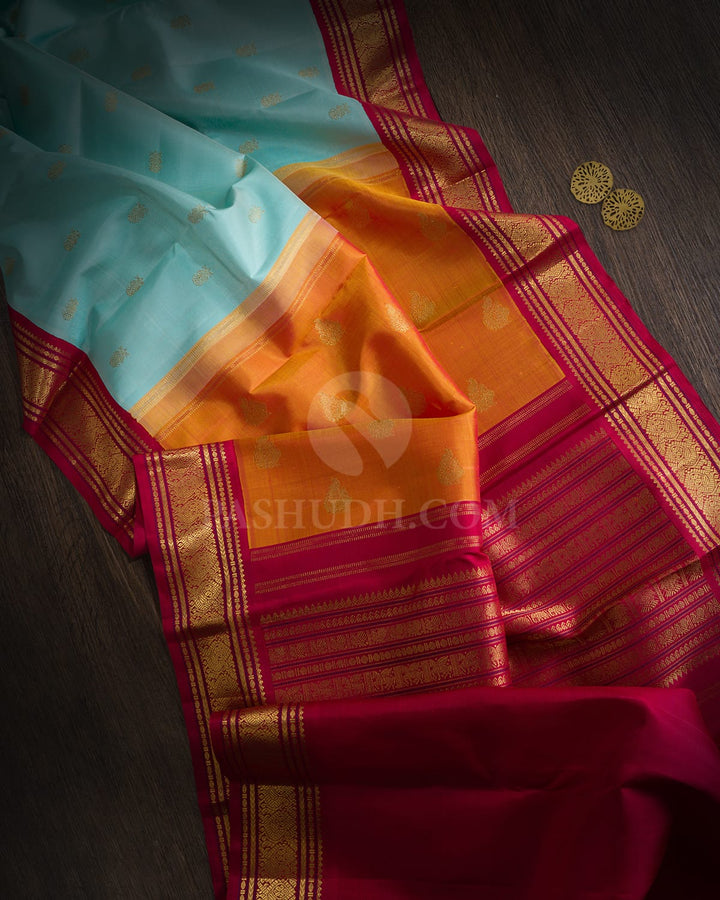 Sky Blue Pure Zari Traditional Kanjivaram Silk Saree-SP499