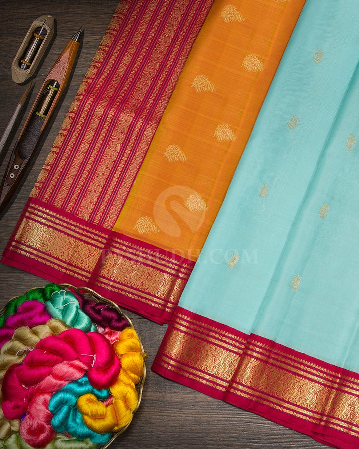 Sky Blue Pure Zari Traditional Kanjivaram Silk Saree-SP499