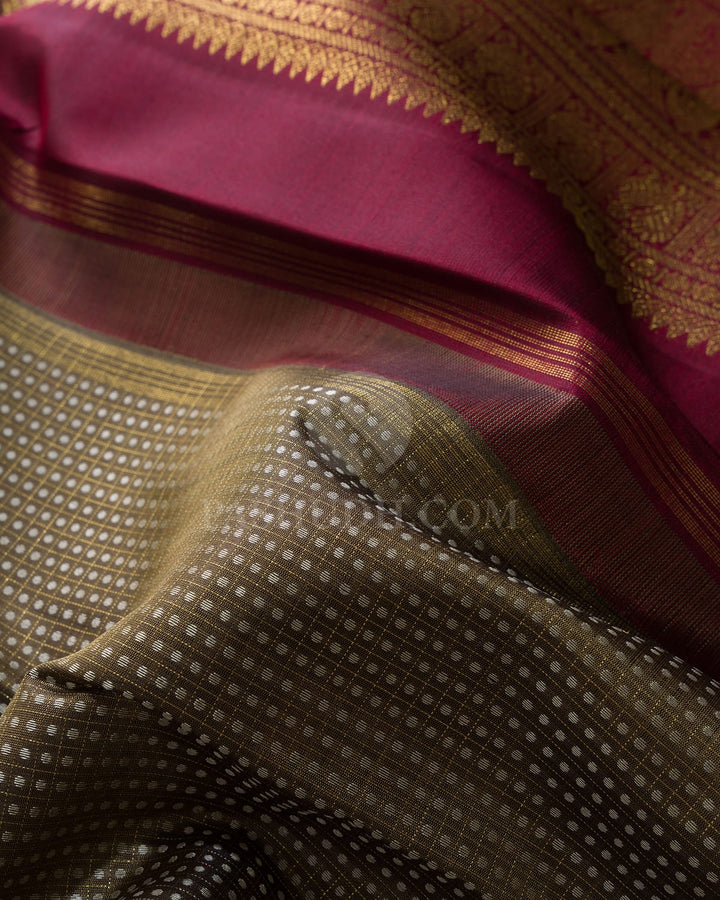 Olive Green Pure Zari Traditional Kanjivaram Silk Saree-SP522
