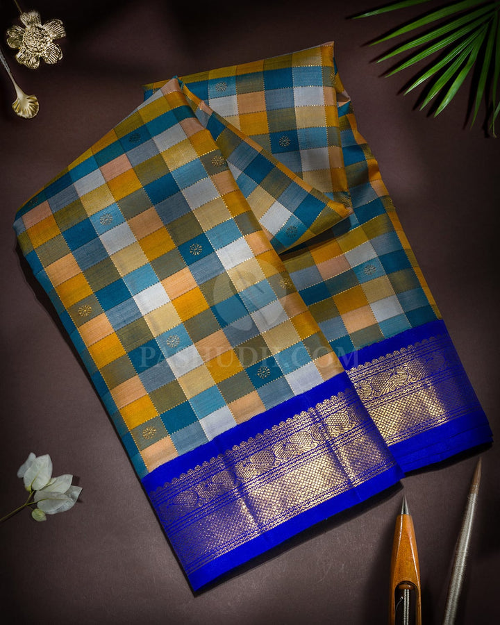 Multicolored Paalum Pazhamum Pure Zari Kanjivaram Silk Saree-SP511