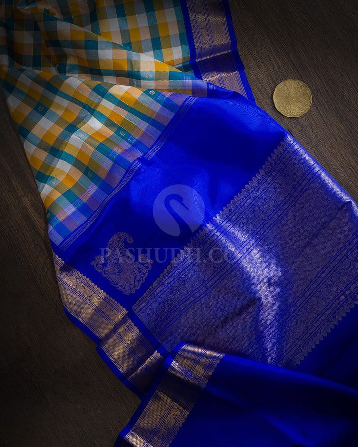 Multicolored Paalum Pazhamum Pure Zari Kanjivaram Silk Saree-SP511