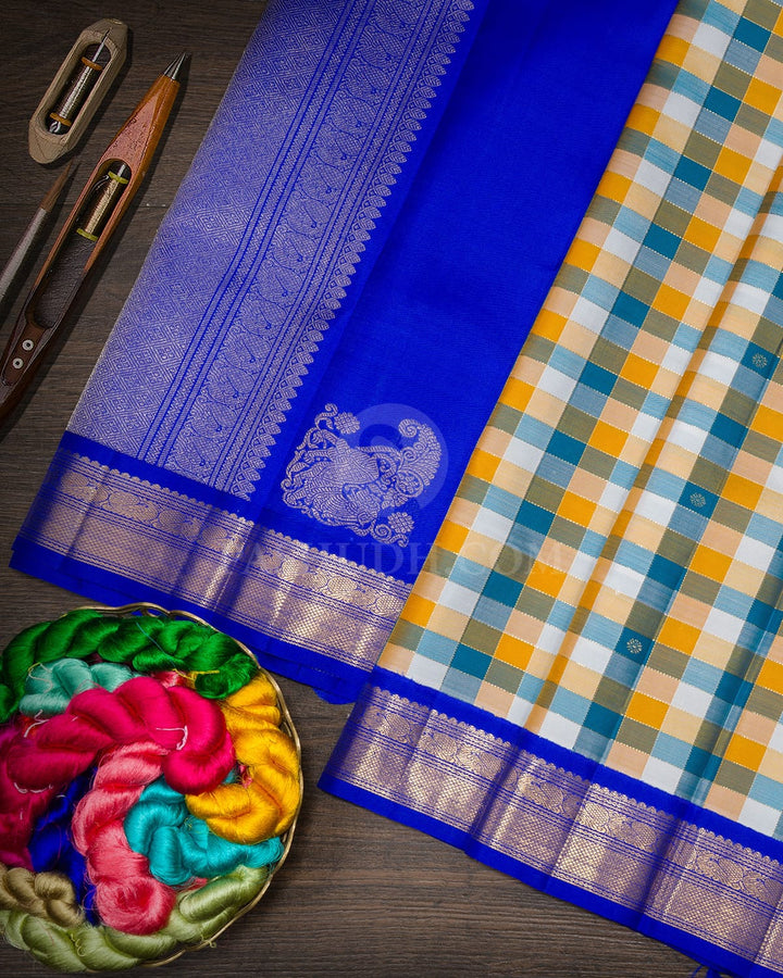 Multicolored Paalum Pazhamum Pure Zari Kanjivaram Silk Saree-SP511