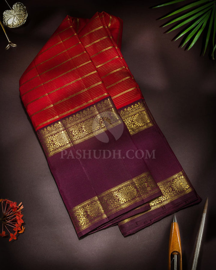Red With Paaku Traditional Kanjivaram Silk Saree-SP502
