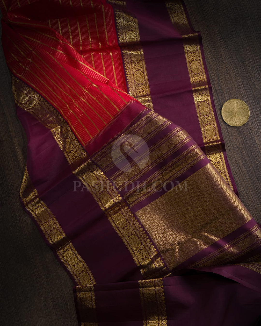 Red With Paaku Traditional Kanjivaram Silk Saree-SP502