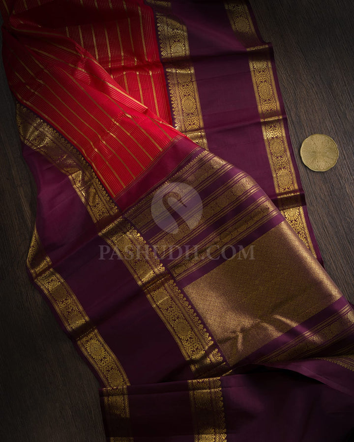 Red With Paaku Traditional Kanjivaram Silk Saree-SP502