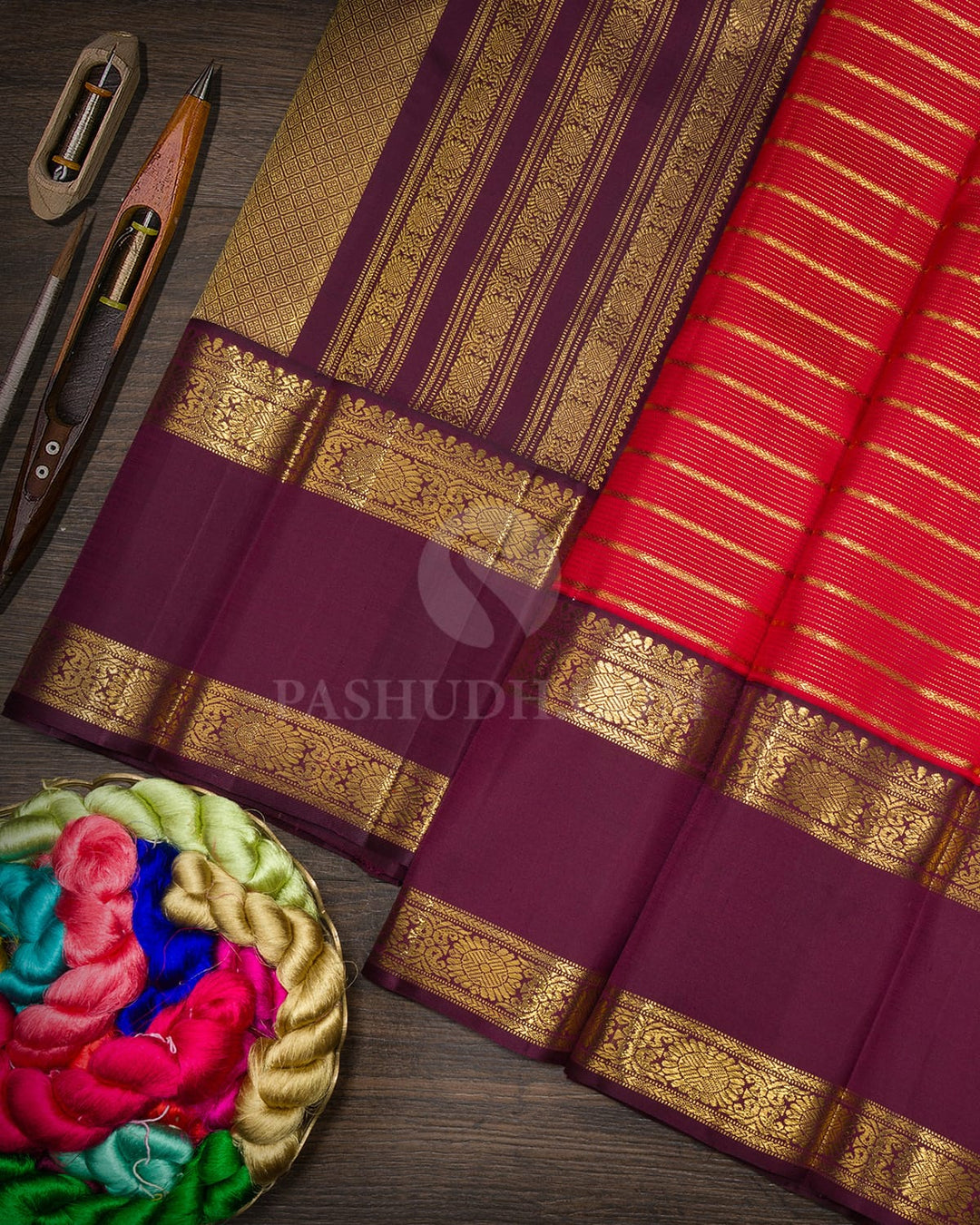 Red With Paaku Traditional Kanjivaram Silk Saree-SP502