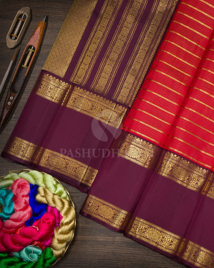 Red With Paaku Traditional Kanjivaram Silk Saree-SP502