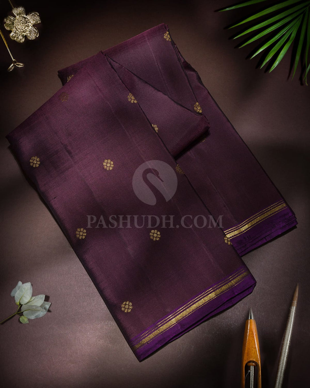 Deep Ruby Purple Pure Zari Kanjivaram Silk Saree-SP505