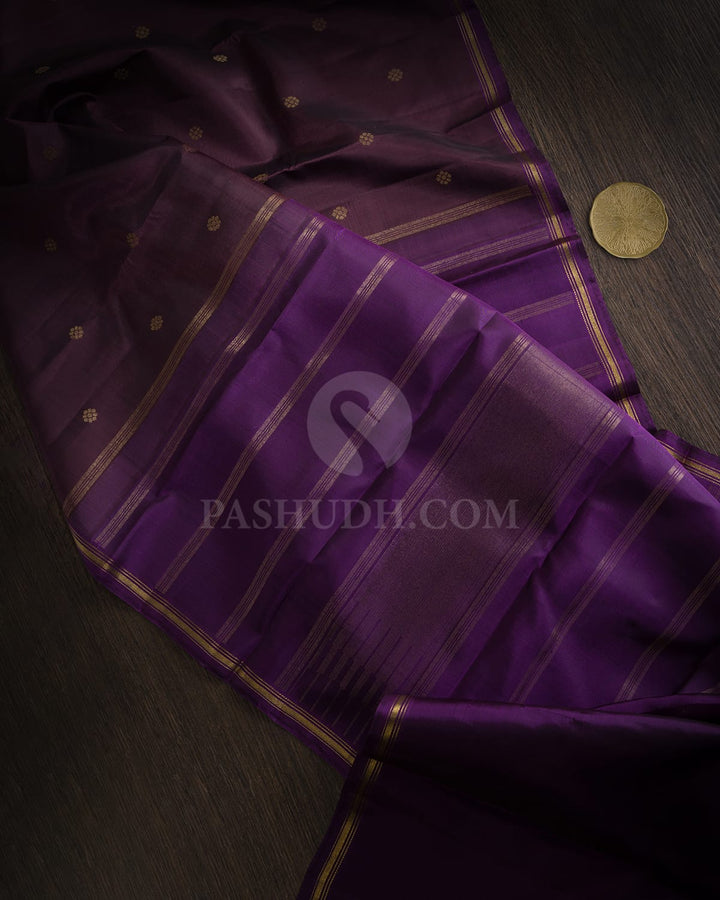 Deep Ruby Purple Pure Zari Kanjivaram Silk Saree-SP505