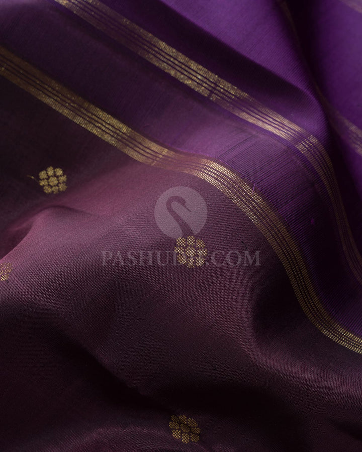 Deep Ruby Purple Pure Zari Kanjivaram Silk Saree-SP505