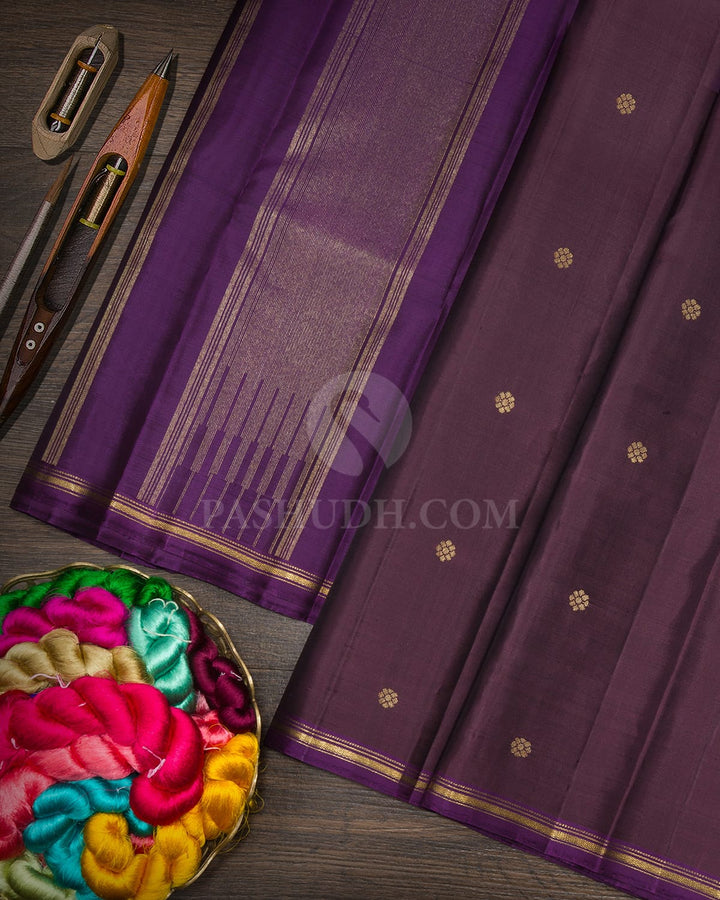 Deep Ruby Purple Pure Zari Kanjivaram Silk Saree-SP505