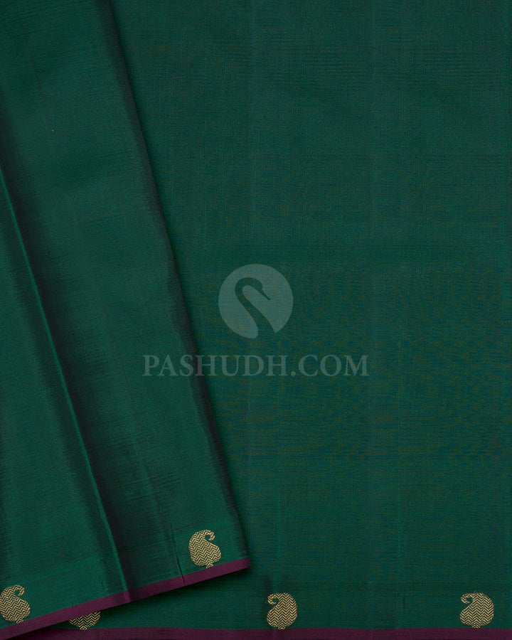 Violet With Forest Green Pure Zari Kanjivaram Silk Saree-SP509