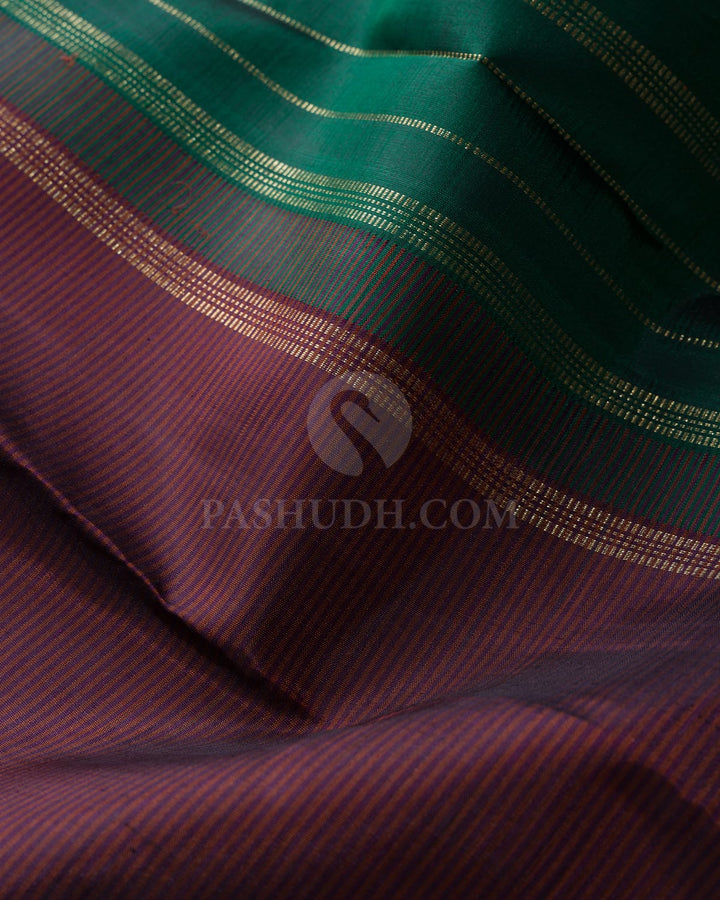 Violet With Forest Green Pure Zari Kanjivaram Silk Saree-SP509