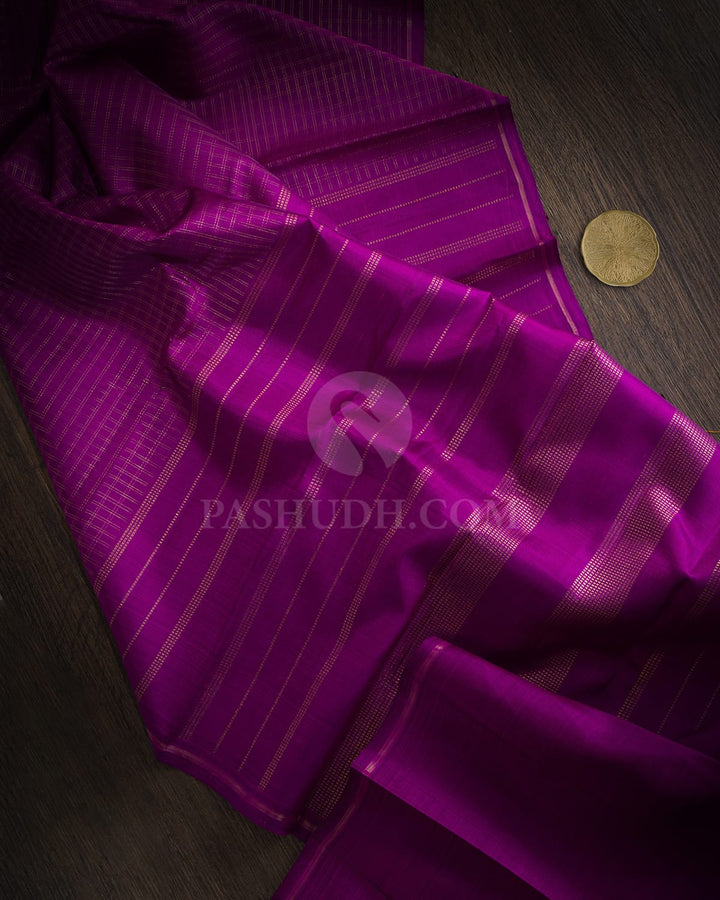 Violet Pure Zari Borderless Kanjivaram Silk Saree-SP494