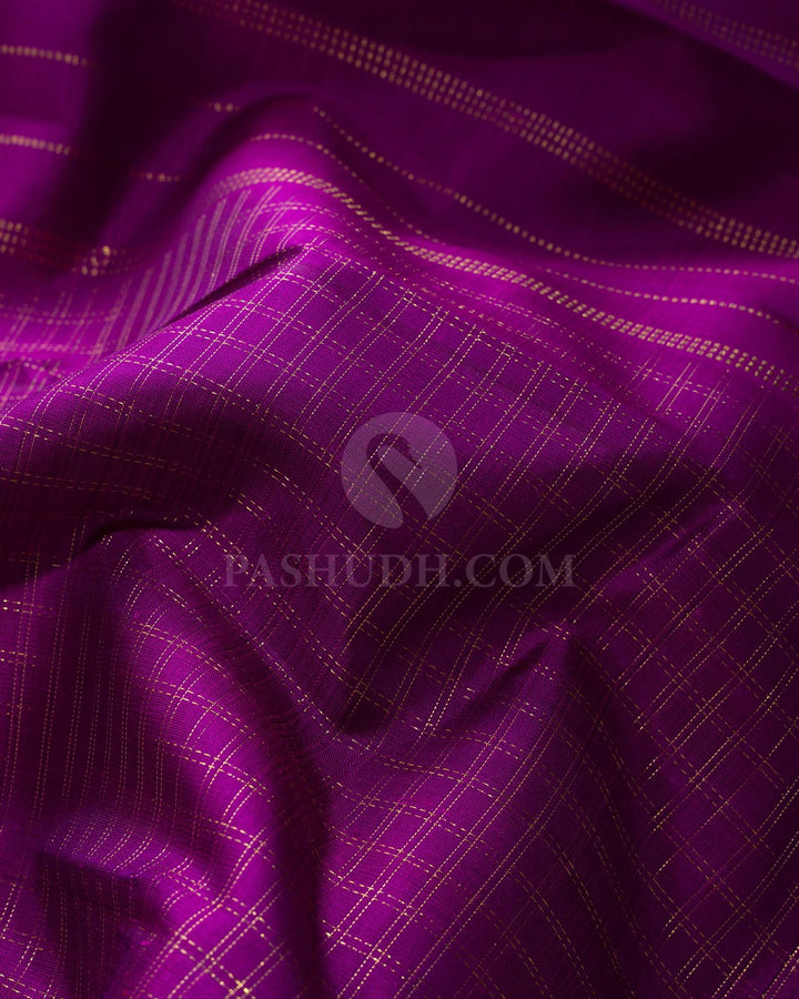 Violet Pure Zari Borderless Kanjivaram Silk Saree-SP494