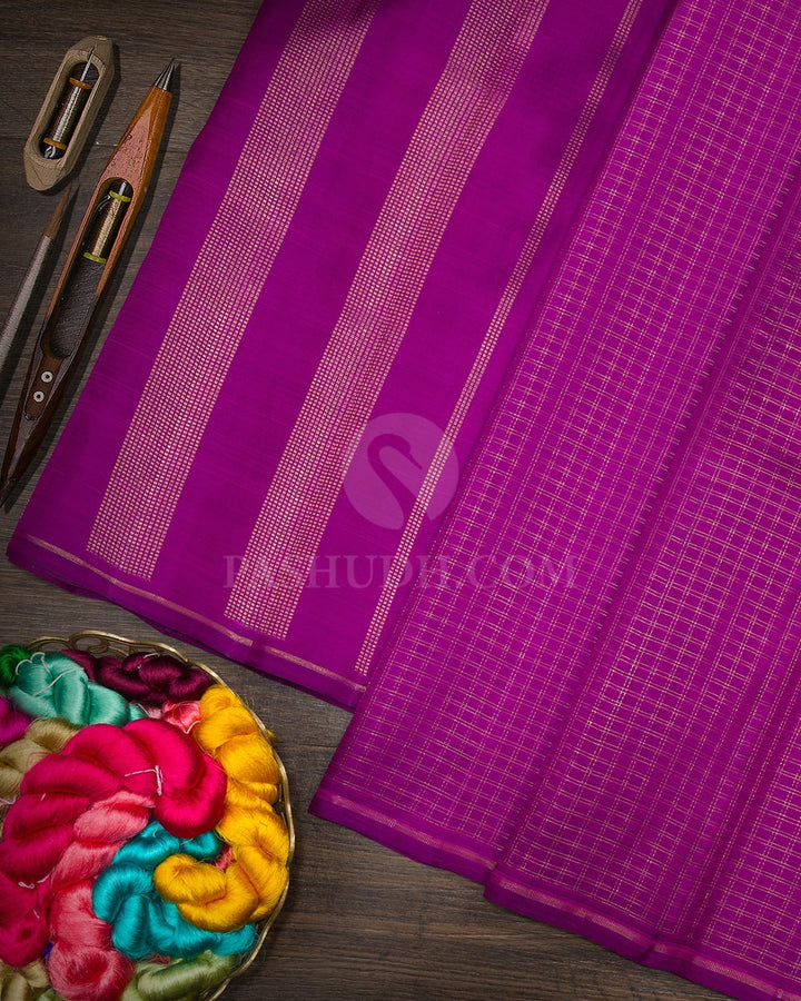 Violet Pure Zari Borderless Kanjivaram Silk Saree-SP494