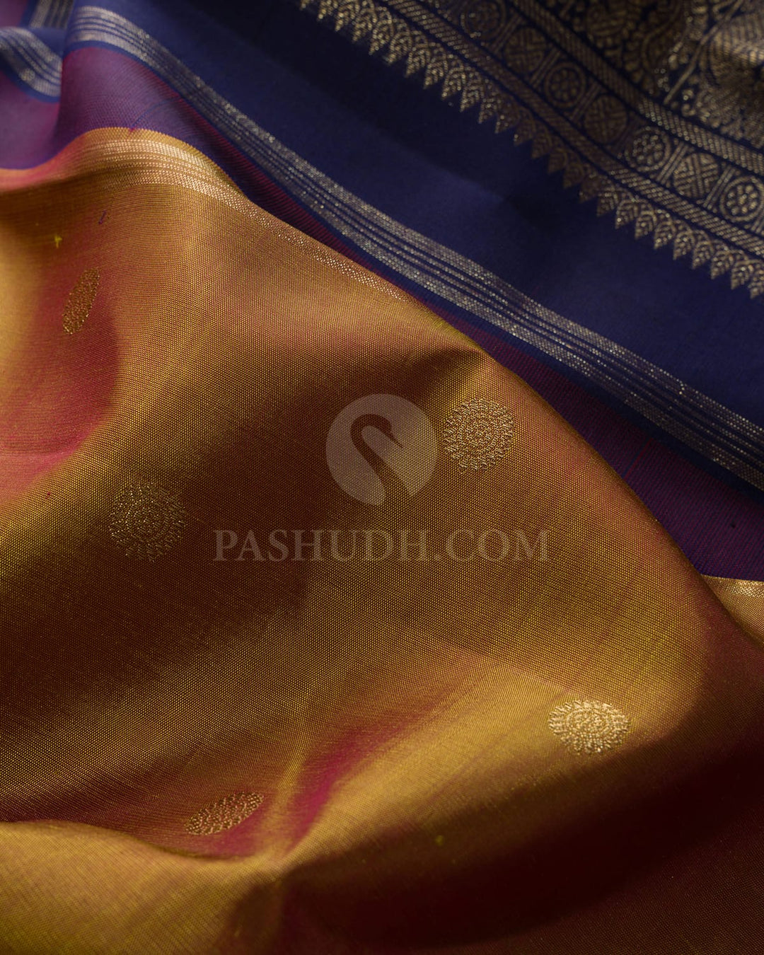 Dual Shaded Fenugreek Pure Zari Traditional Kanjivaram Silk Saree-SP489