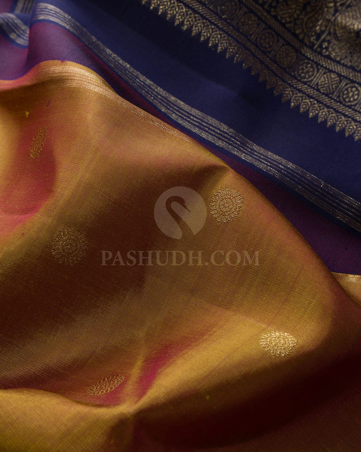 Dual Shaded Fenugreek Pure Zari Traditional Kanjivaram Silk Saree-SP489
