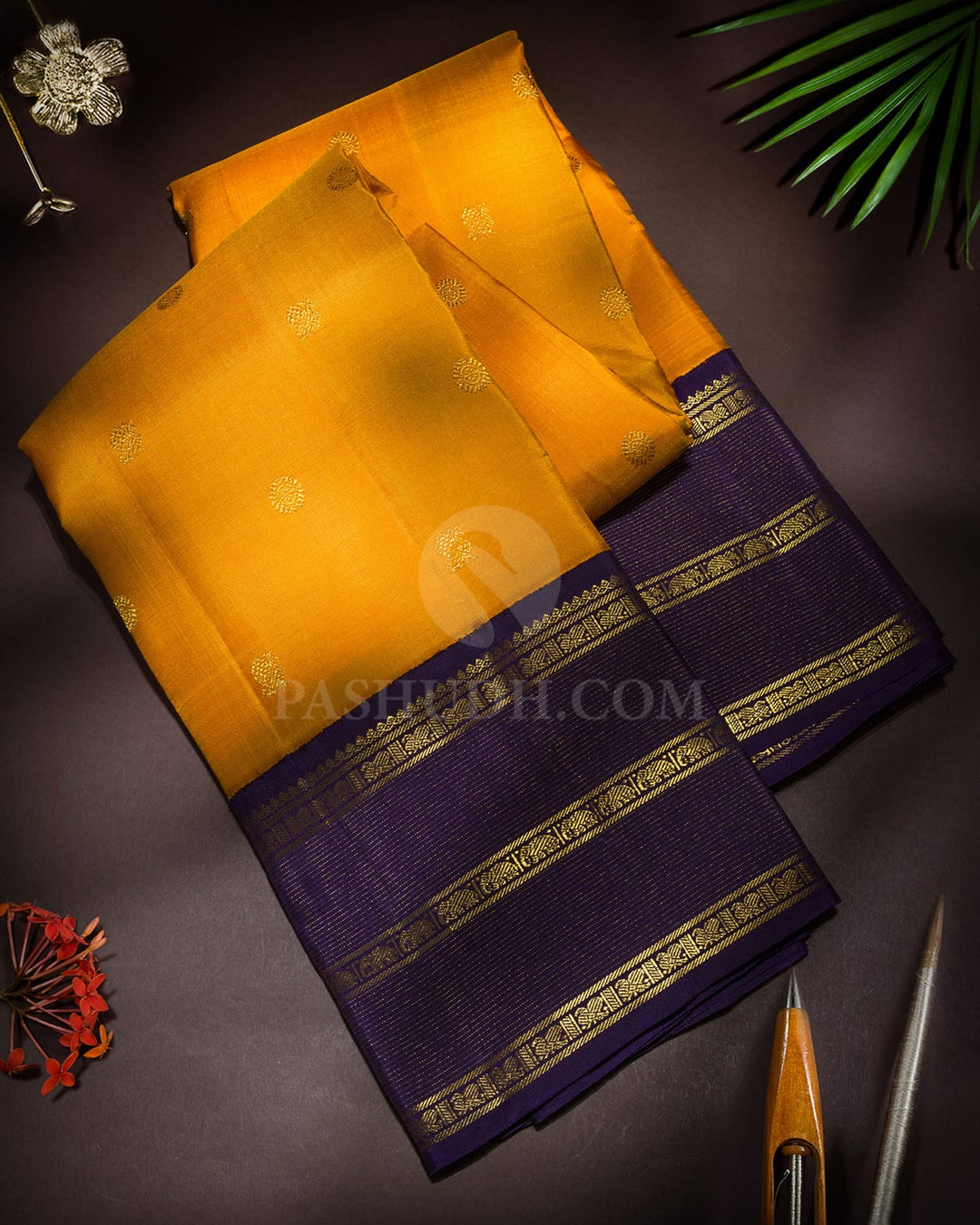 Mango Yellow Pure Zari Traditional Kanjivaram Silk Saree-SP496