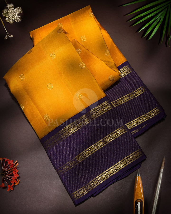 Mango Yellow Pure Zari Traditional Kanjivaram Silk Saree-SP496