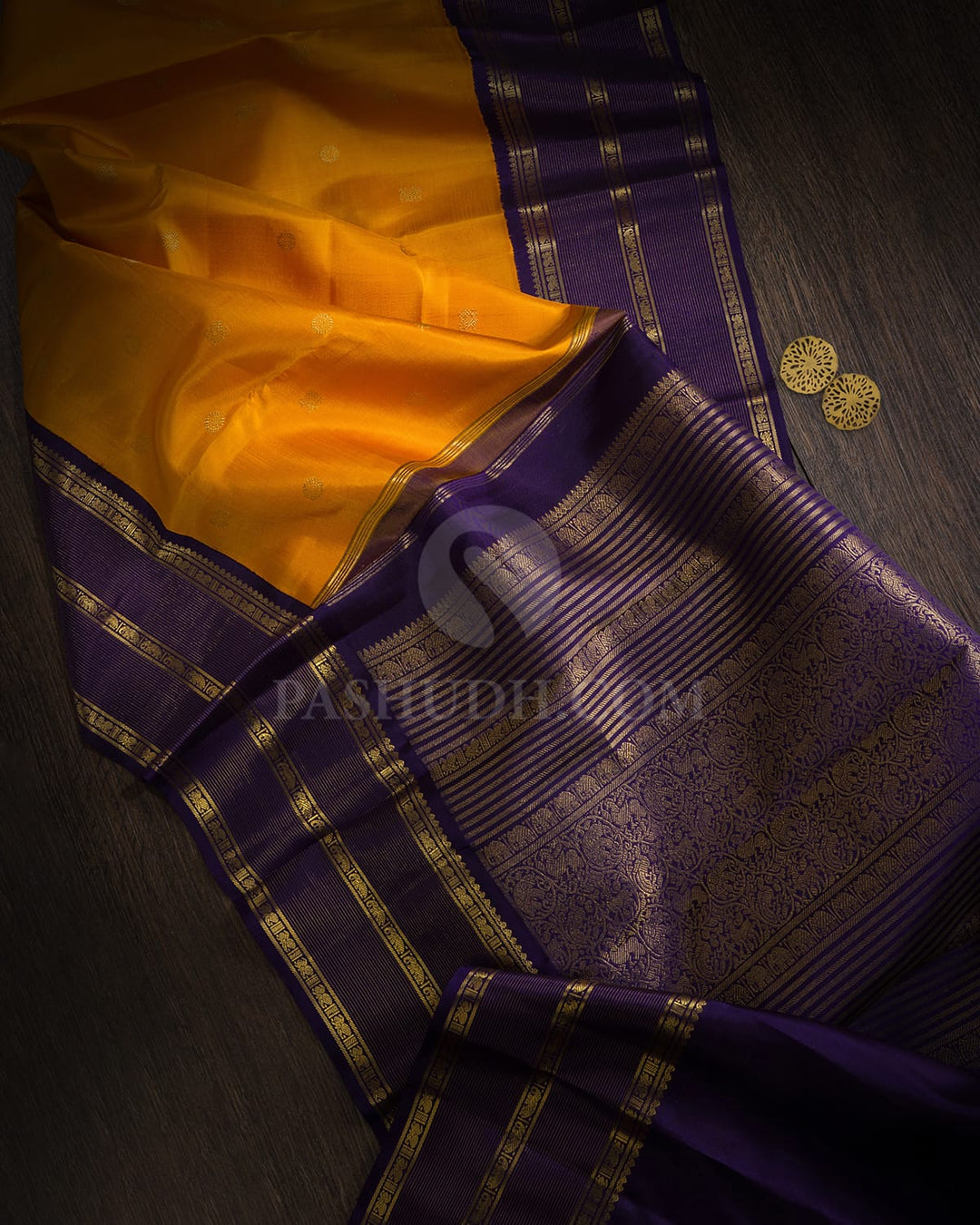 Mango Yellow Pure Zari Traditional Kanjivaram Silk Saree-SP496