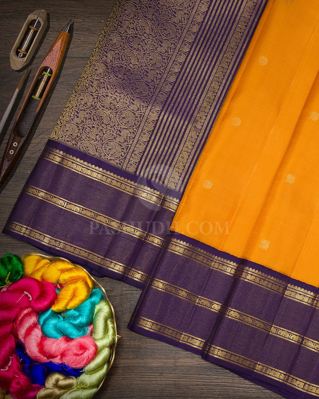 Mango Yellow Pure Zari Traditional Kanjivaram Silk Saree-SP496