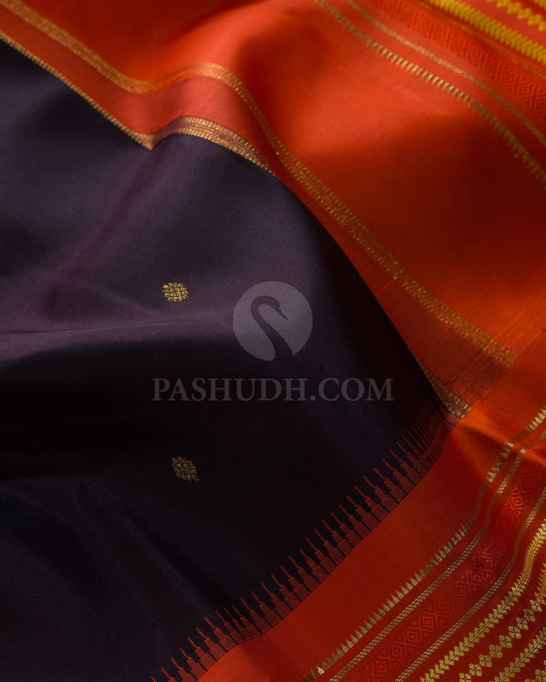 Dark Aubergine Pure Zari Traditional Kanjivaram Silk Saree-SP506