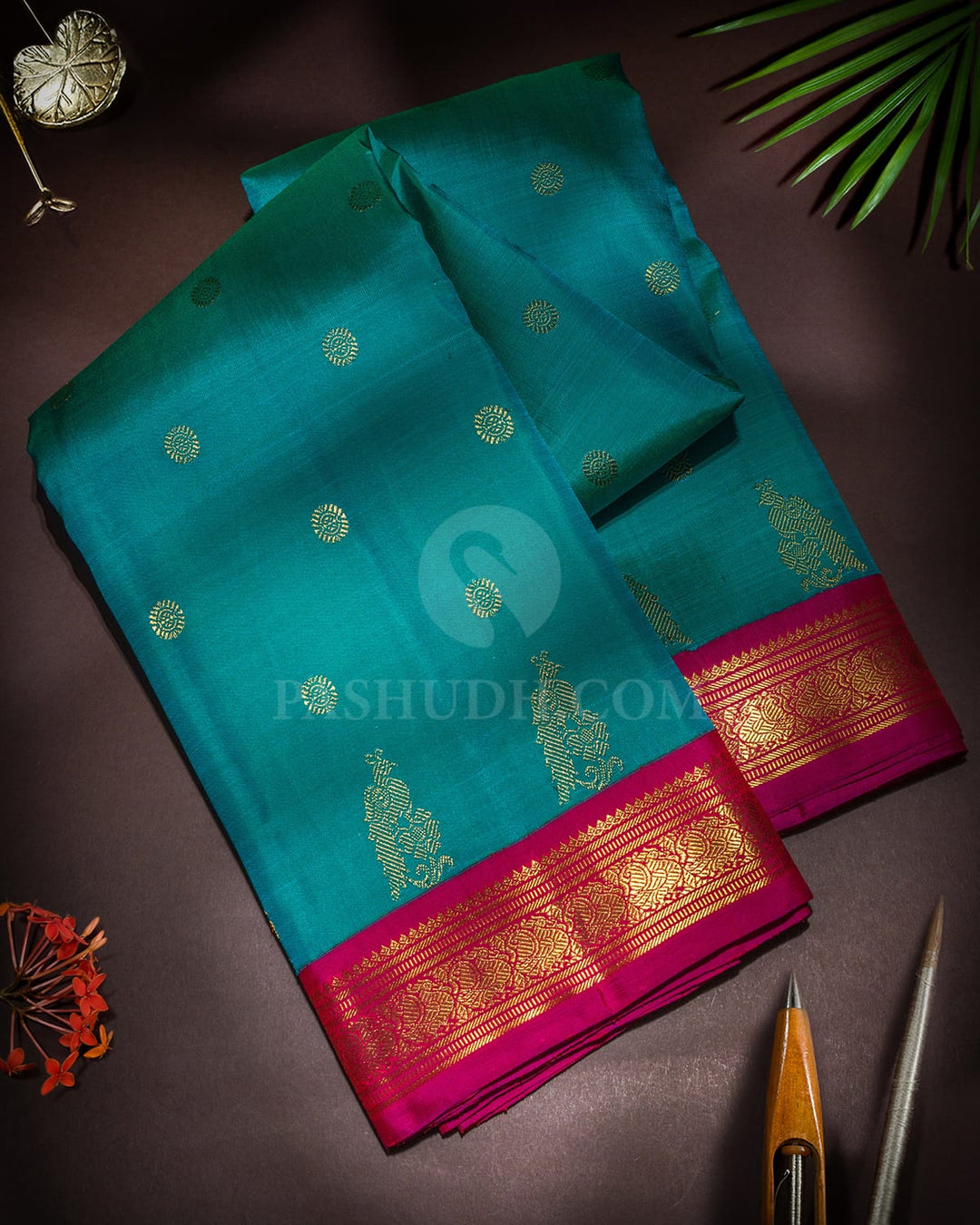 Dual Shaded Anandha Blue Pure Zari Traditional Kanjivaram Silk Saree-SP497