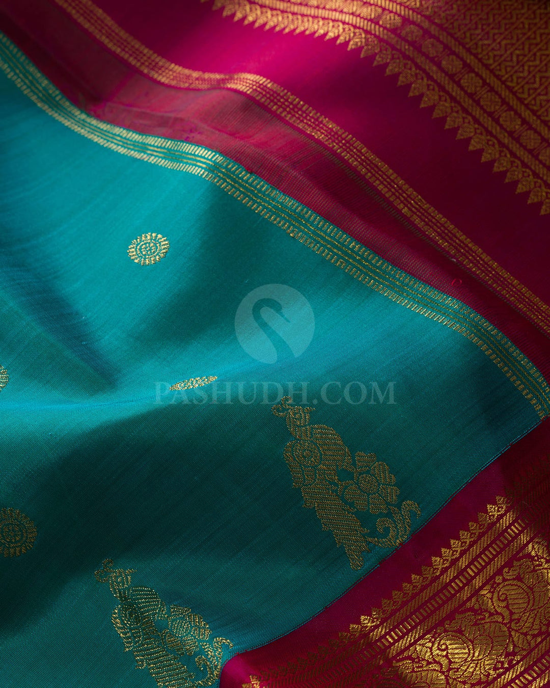 Dual Shaded Anandha Blue Pure Zari Traditional Kanjivaram Silk Saree-SP497