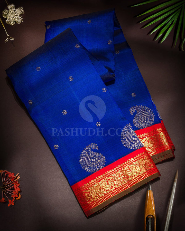 Royal Blue Pure Zari Traditional Kanjivaram Silk Saree-SP498