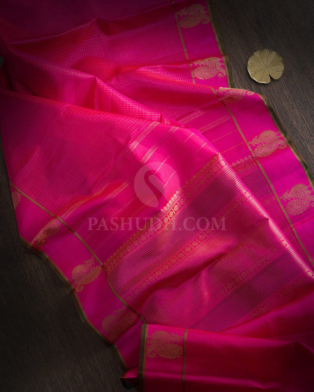 Bright Rani Pink Pure Zari Kanjivaram Silk Saree-SP482