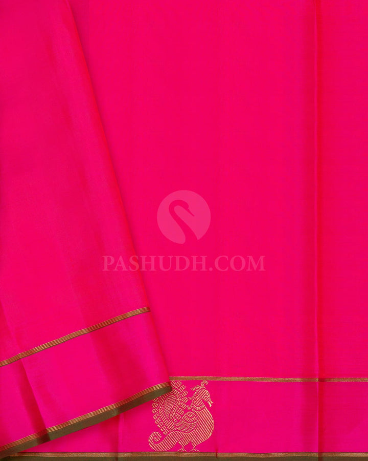 Bright Rani Pink Pure Zari Kanjivaram Silk Saree-SP482