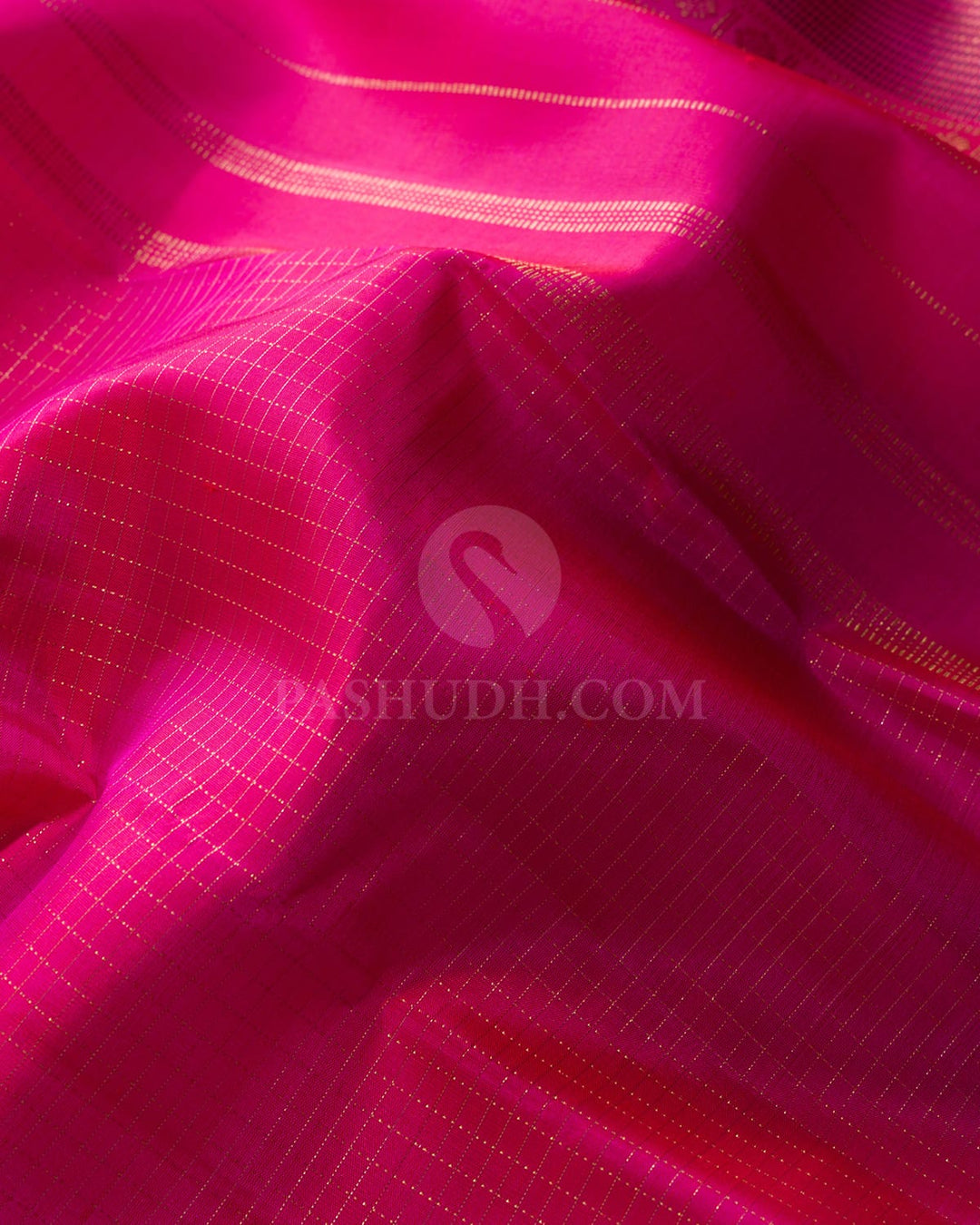 Bright Rani Pink Pure Zari Kanjivaram Silk Saree-SP482
