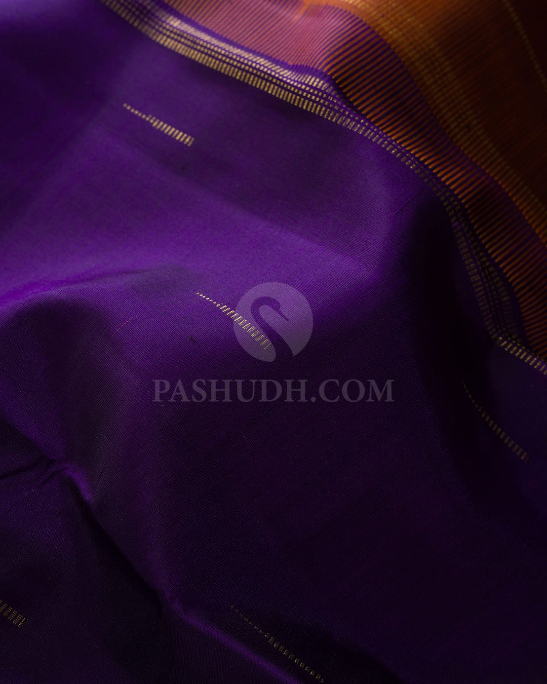 Royal Violet With Rust Orange Pure Zari Kanjivaram Silk Saree-SP483
