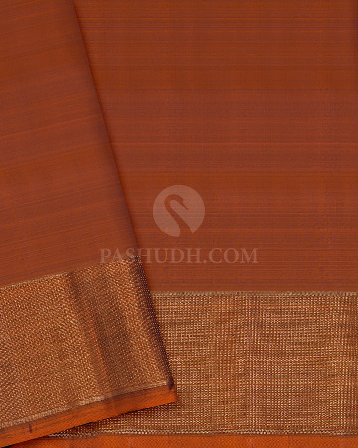 Royal Violet With Rust Orange Pure Zari Kanjivaram Silk Saree-SP483