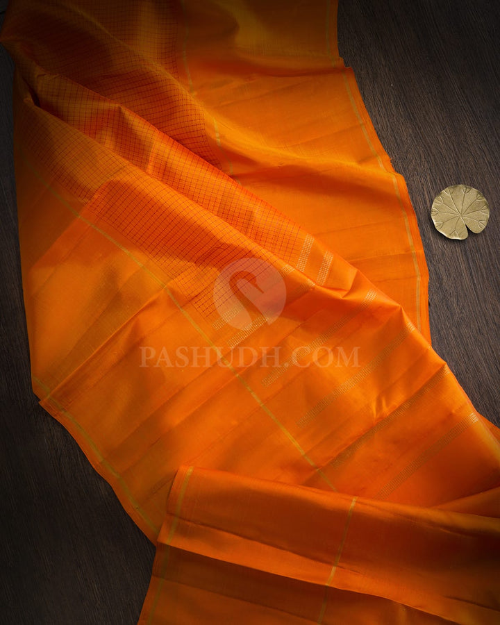 Orange Pure Zari Kanjivaram Silk Saree-SP484