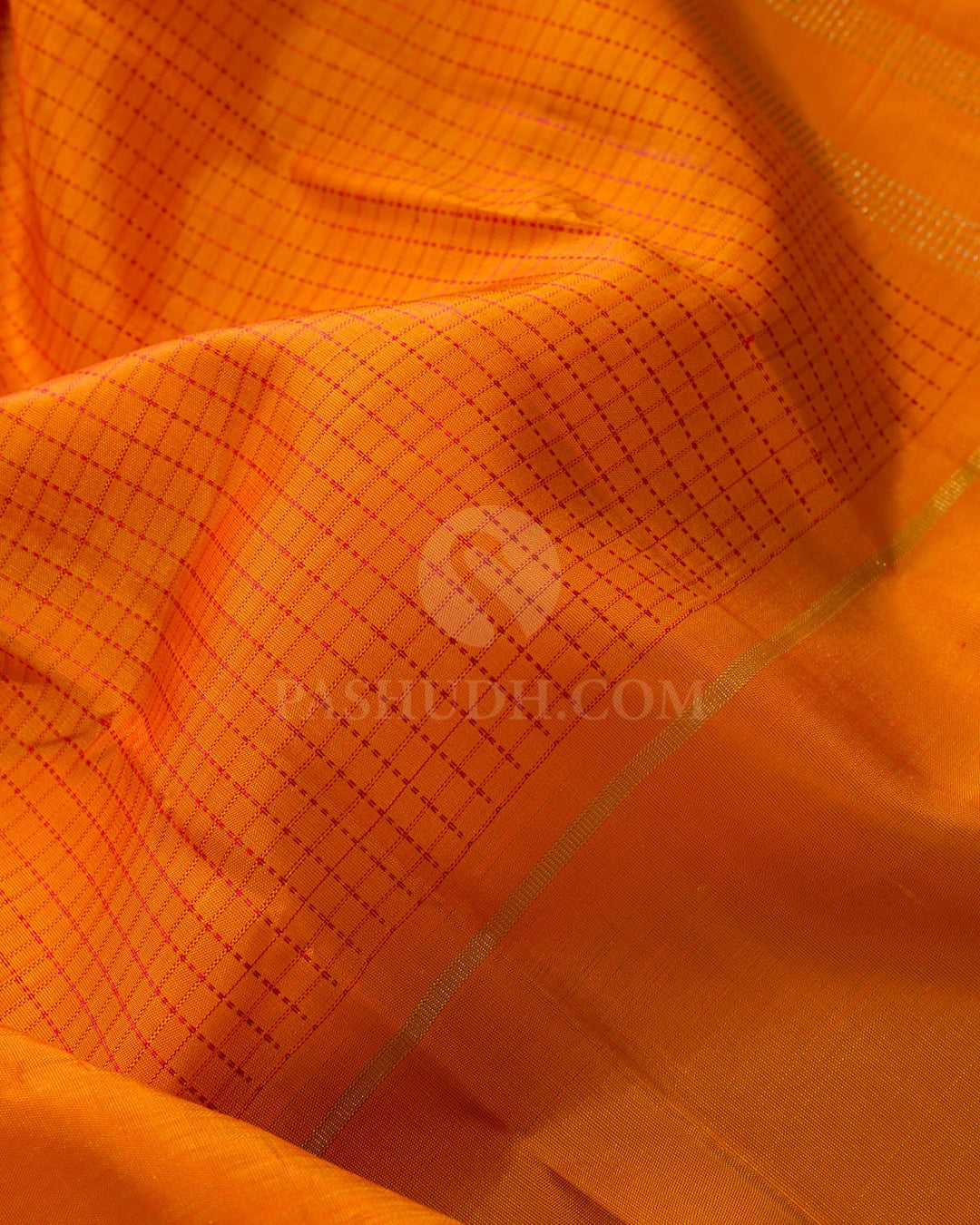 Orange Pure Zari Kanjivaram Silk Saree-SP484