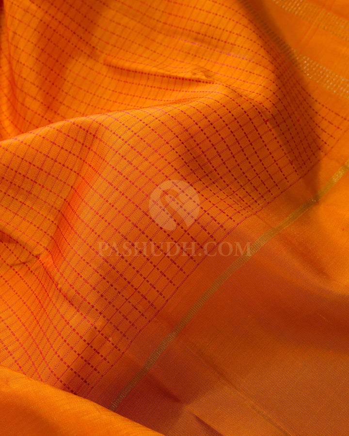 Orange Pure Zari Kanjivaram Silk Saree-SP484