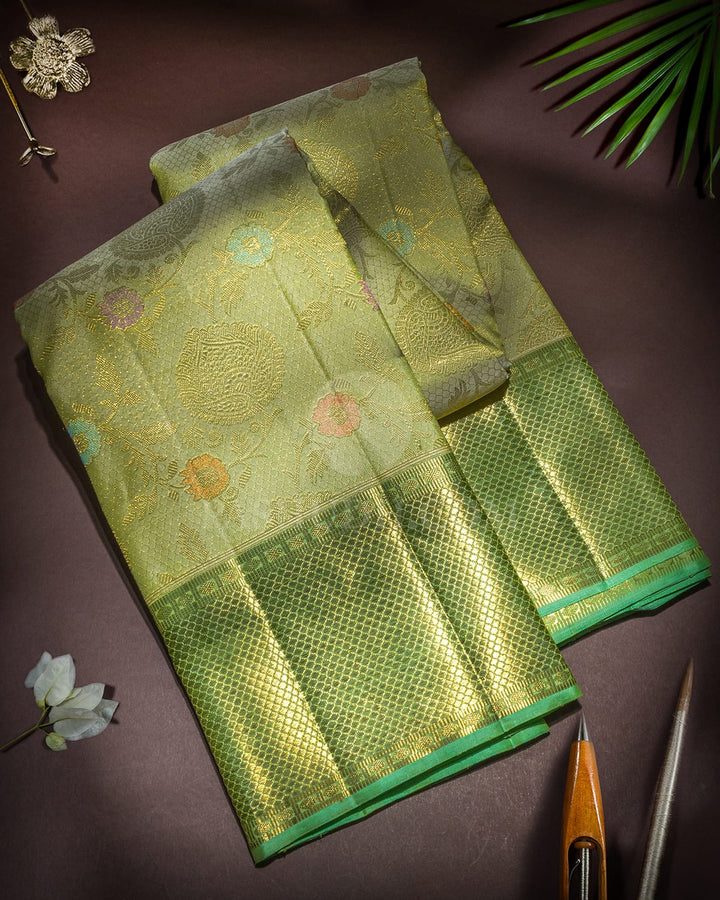 Light Green Meenakari Kanjivaram Silk Saree-SP476