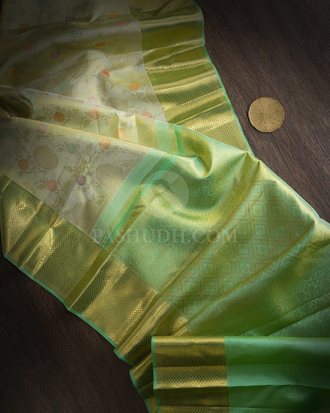 Light Green Meenakari Kanjivaram Silk Saree-SP476