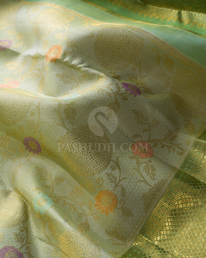 Light Green Meenakari Kanjivaram Silk Saree-SP476