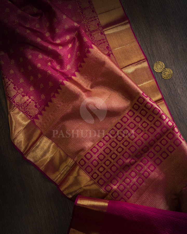 Magenta Pichwai Kanjivaram Silk Saree-SP478