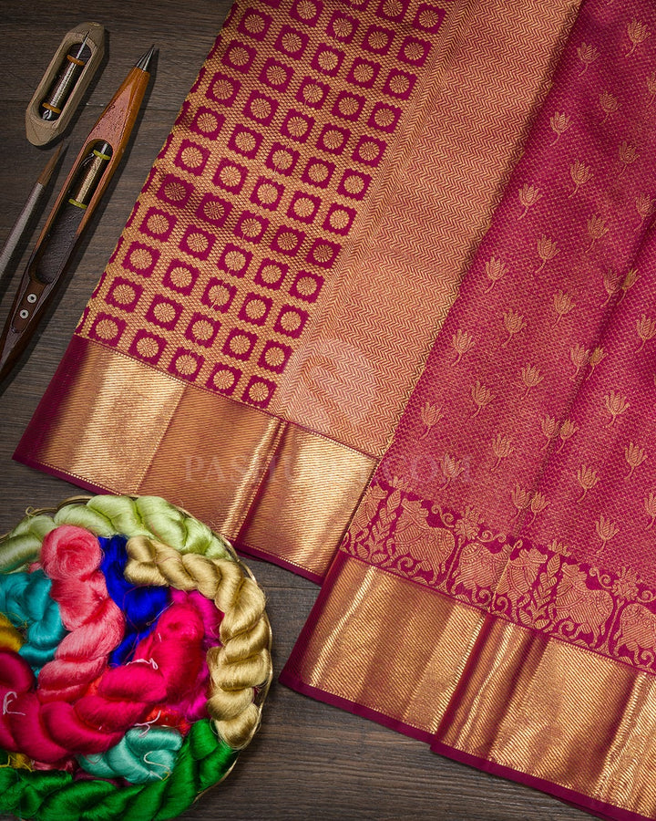 Magenta Pichwai Kanjivaram Silk Saree-SP478