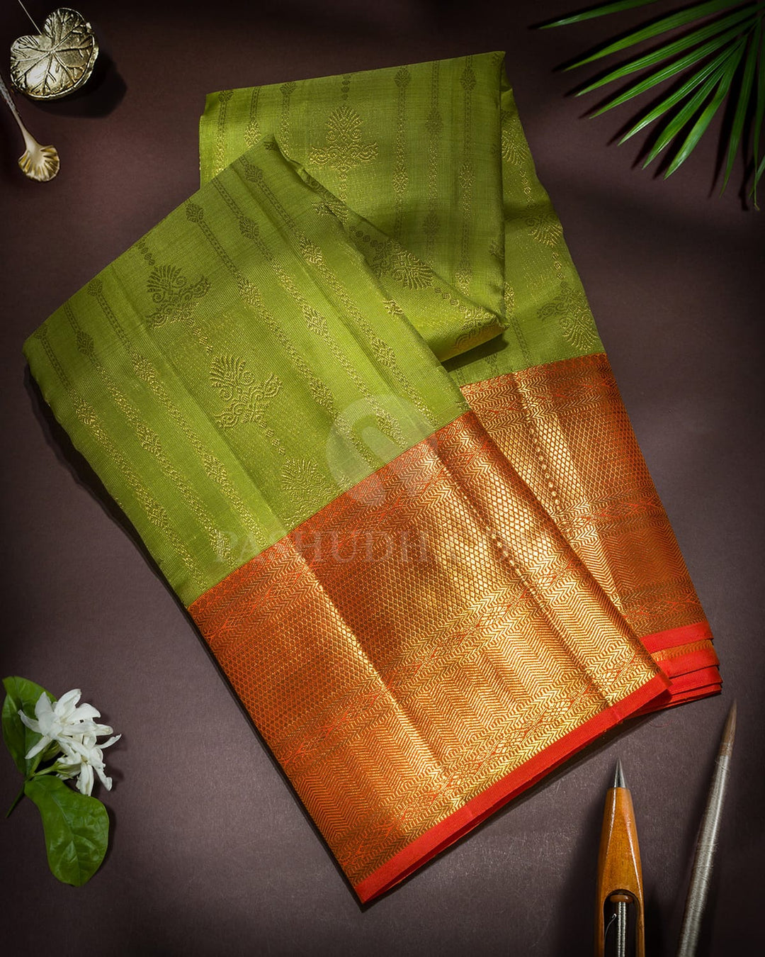 Pear Green Traditional Kanjivaram Silk Saree-SP479