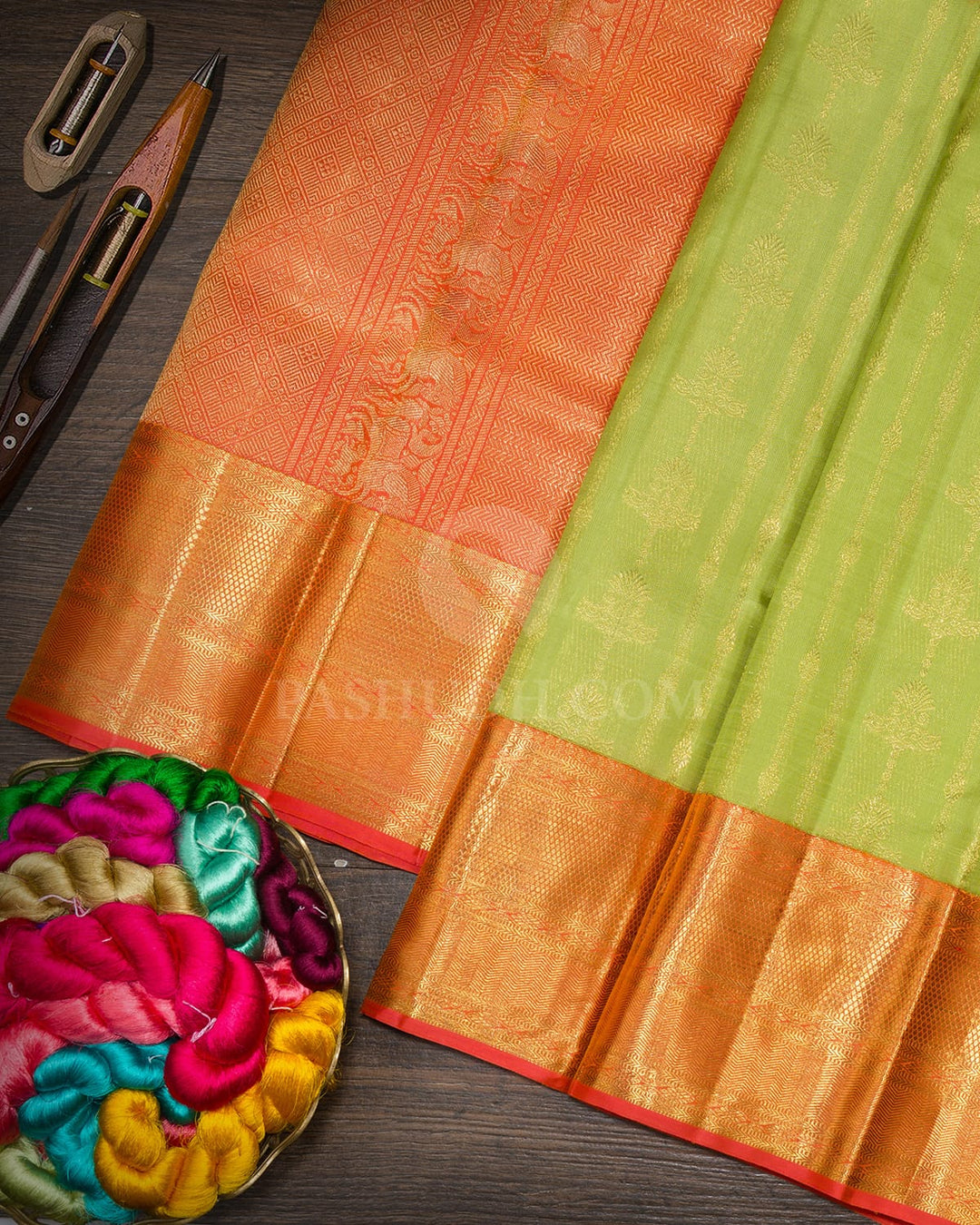 Pear Green Traditional Kanjivaram Silk Saree-SP479