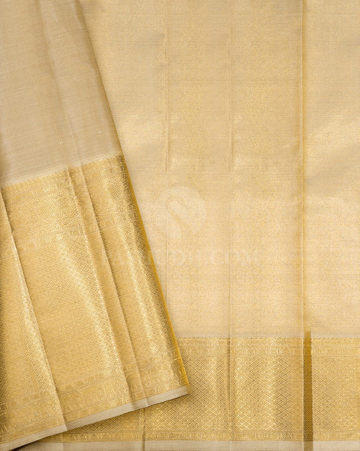 Beige Gold Zari Tissue Kanjivaram Silk Saree-SP518