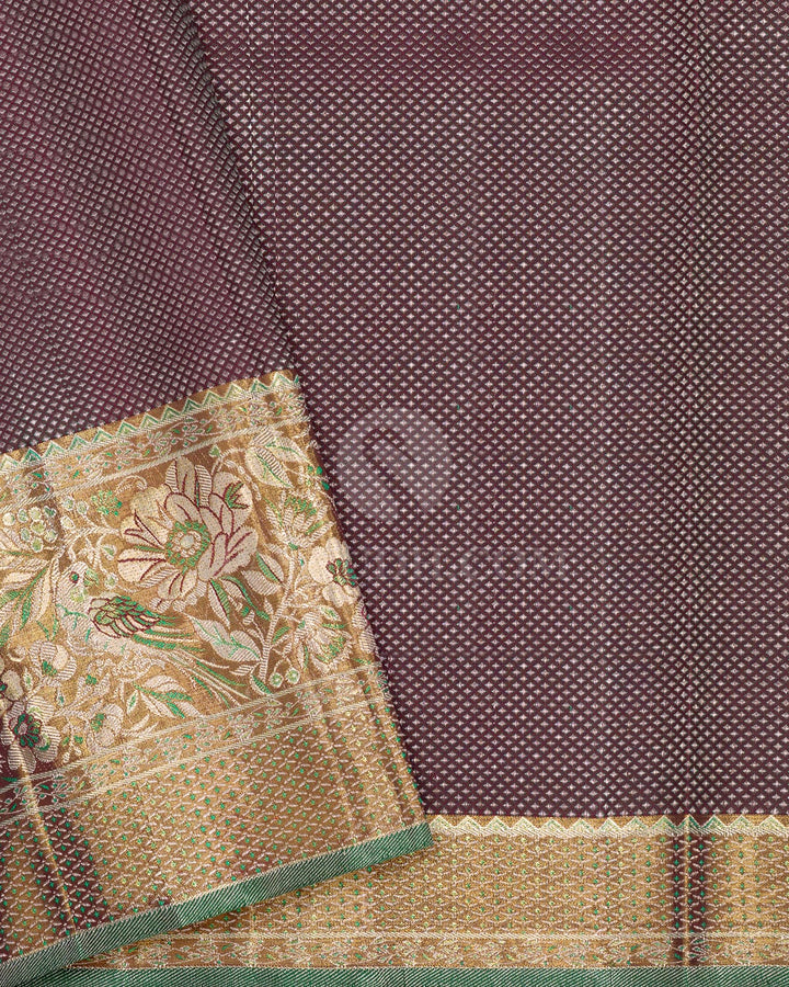 Cream With Gold Zari Tissue Meenakari Kanjivaram Silk Saree-SP517