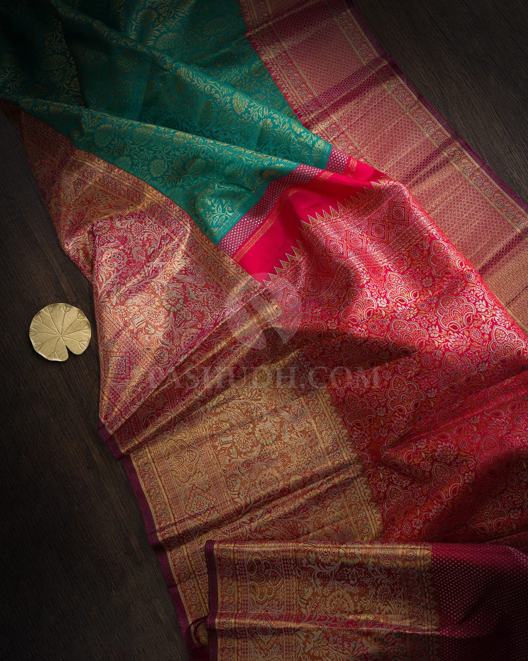 Sapphire Green With Gold Tissue Kanjivaram Silk Saree-SP514